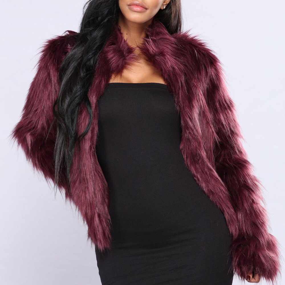Fashion Nova Fernanda Faux Fur Jacket - Burgundy